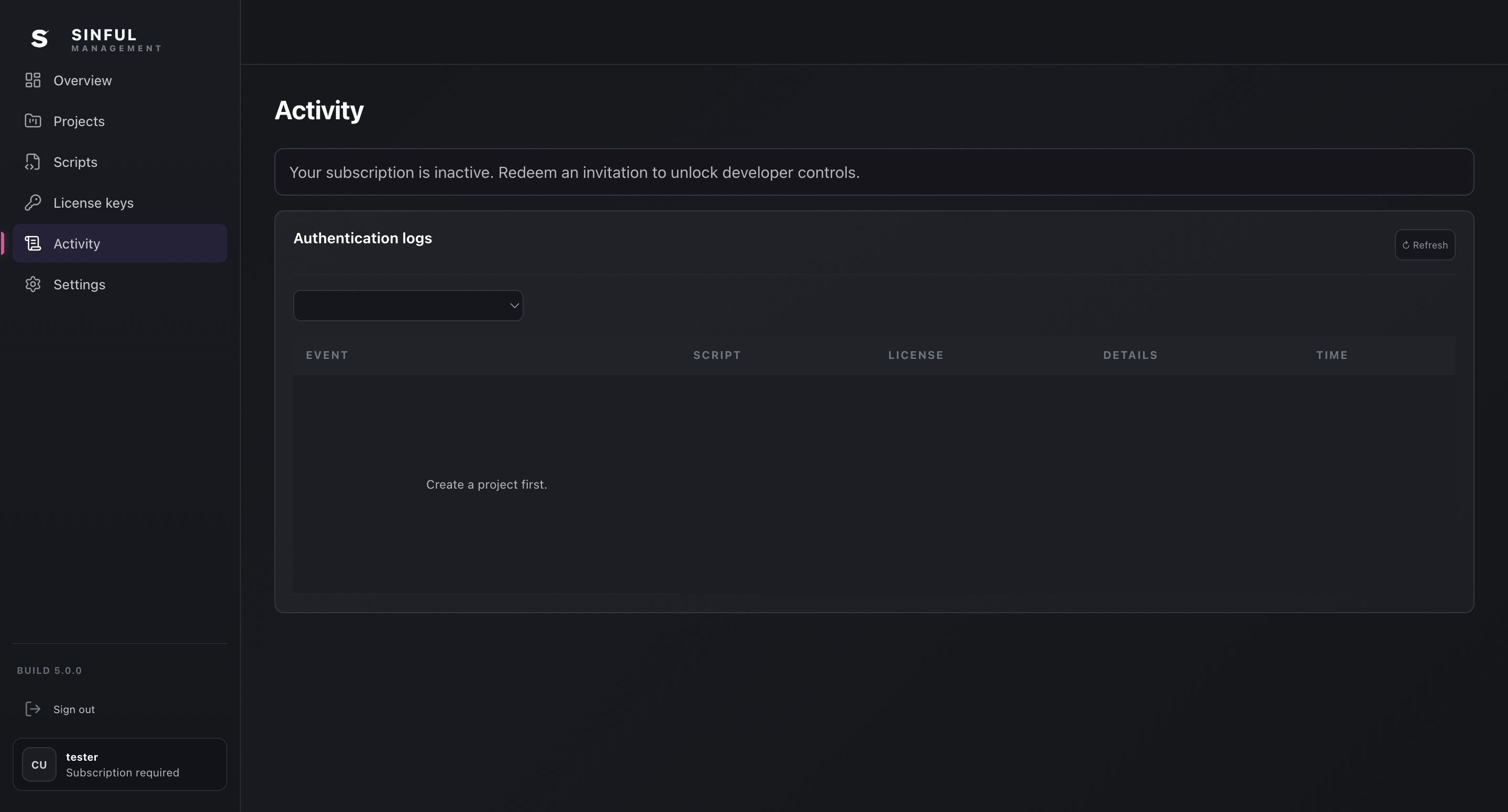 Authentication activity